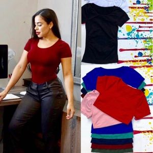 10 pack 1 FREE Round Neck Lycra Tops 10 colors